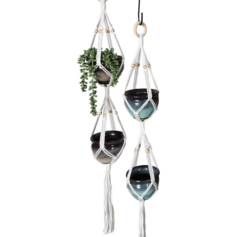 Hanging Macrame Planter - Double